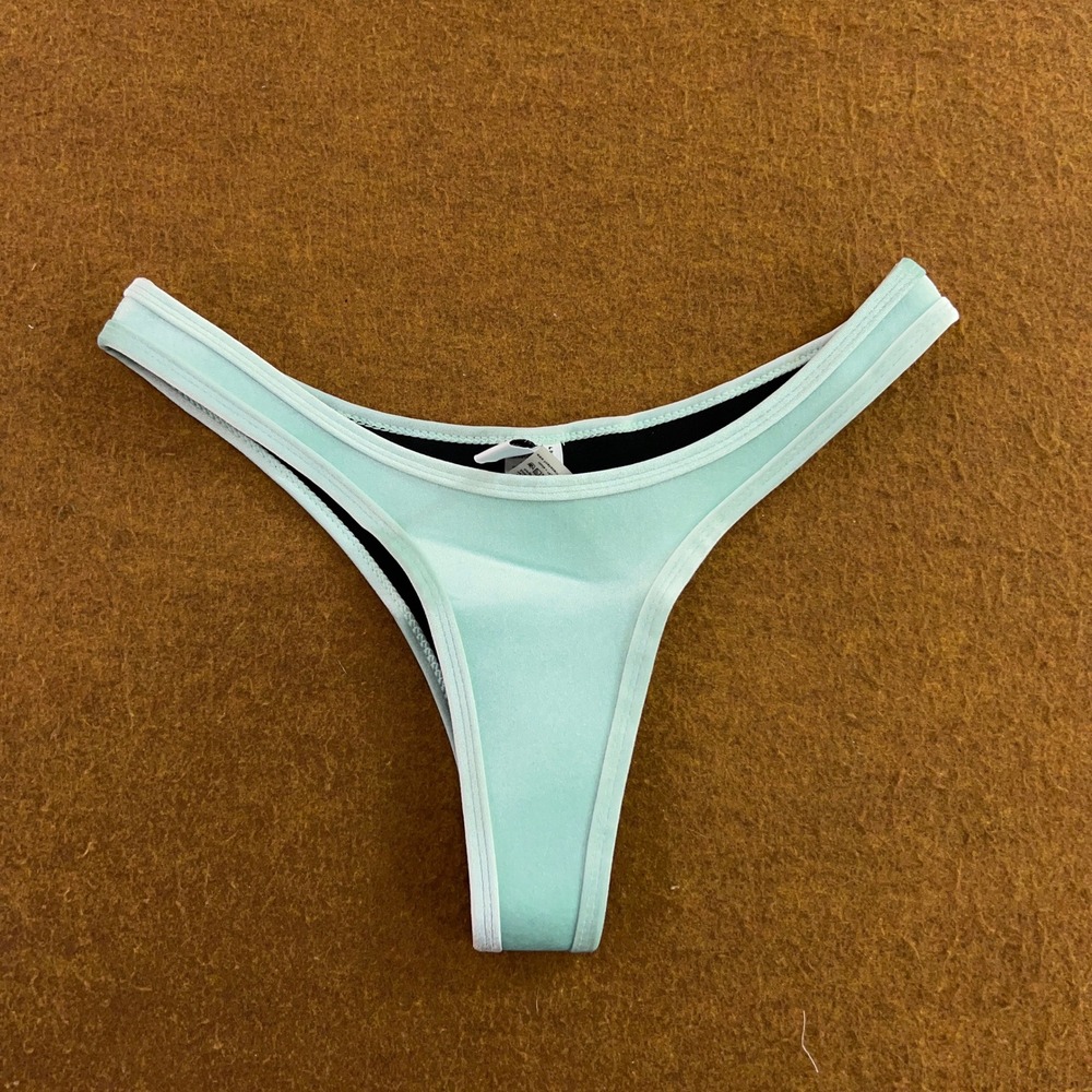 Hoaka Womens Large Sage Blue Velvet Neoprene Hip Bikini Swim Bottom New